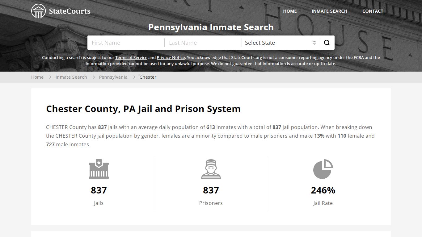 Chester County, PA Inmate Search - StateCourts